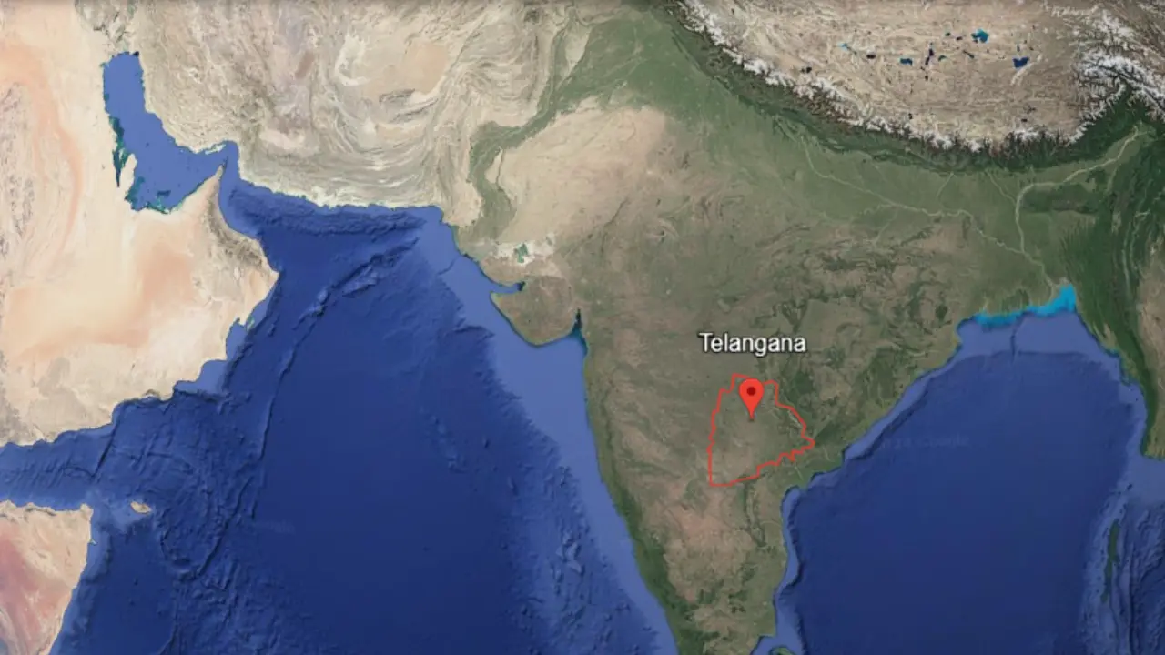 Where is Telangana, Telangana area in sq km, What is the capital of telangana
