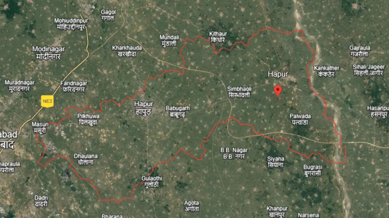 Hapur located in red circle area, What is Hapur