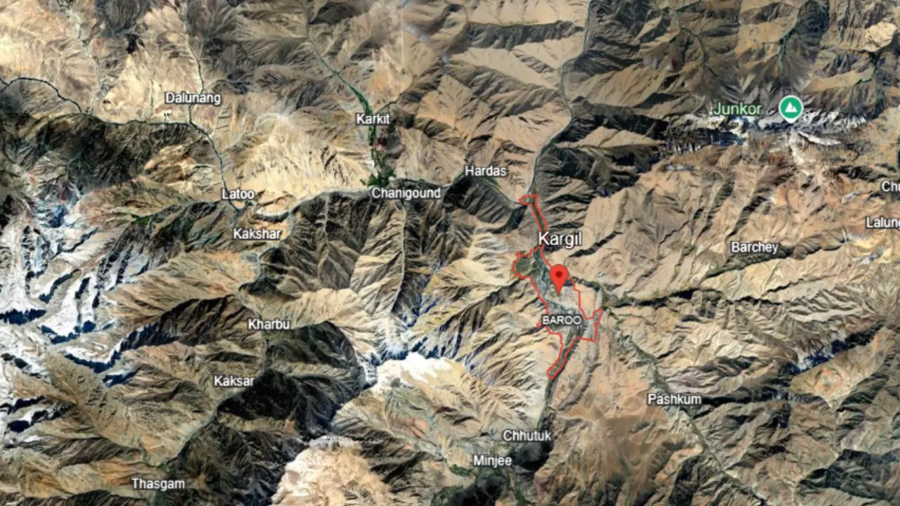 Kargil in red circle area, What is Kargil